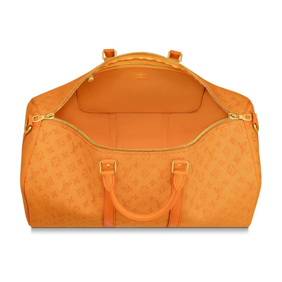 Louis Vuitton Keepall Bandouliere 50 Ocre Orange Denim Duffle Weekend Travel Bag - Picture 9 of 11